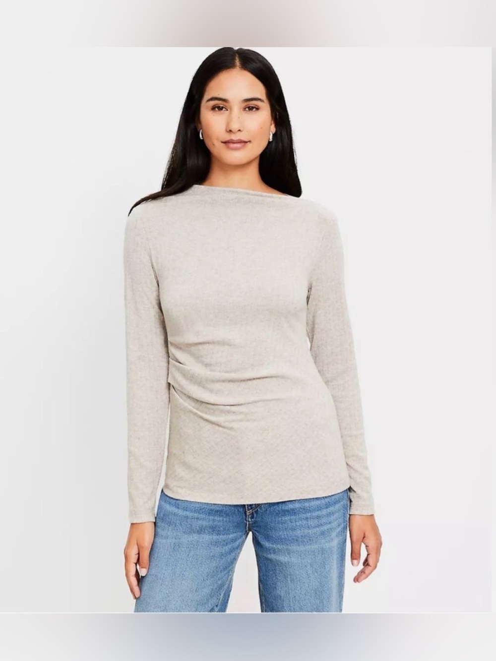 LOFT Heathered Cozy Ribbed Asymmetric
Neck Top